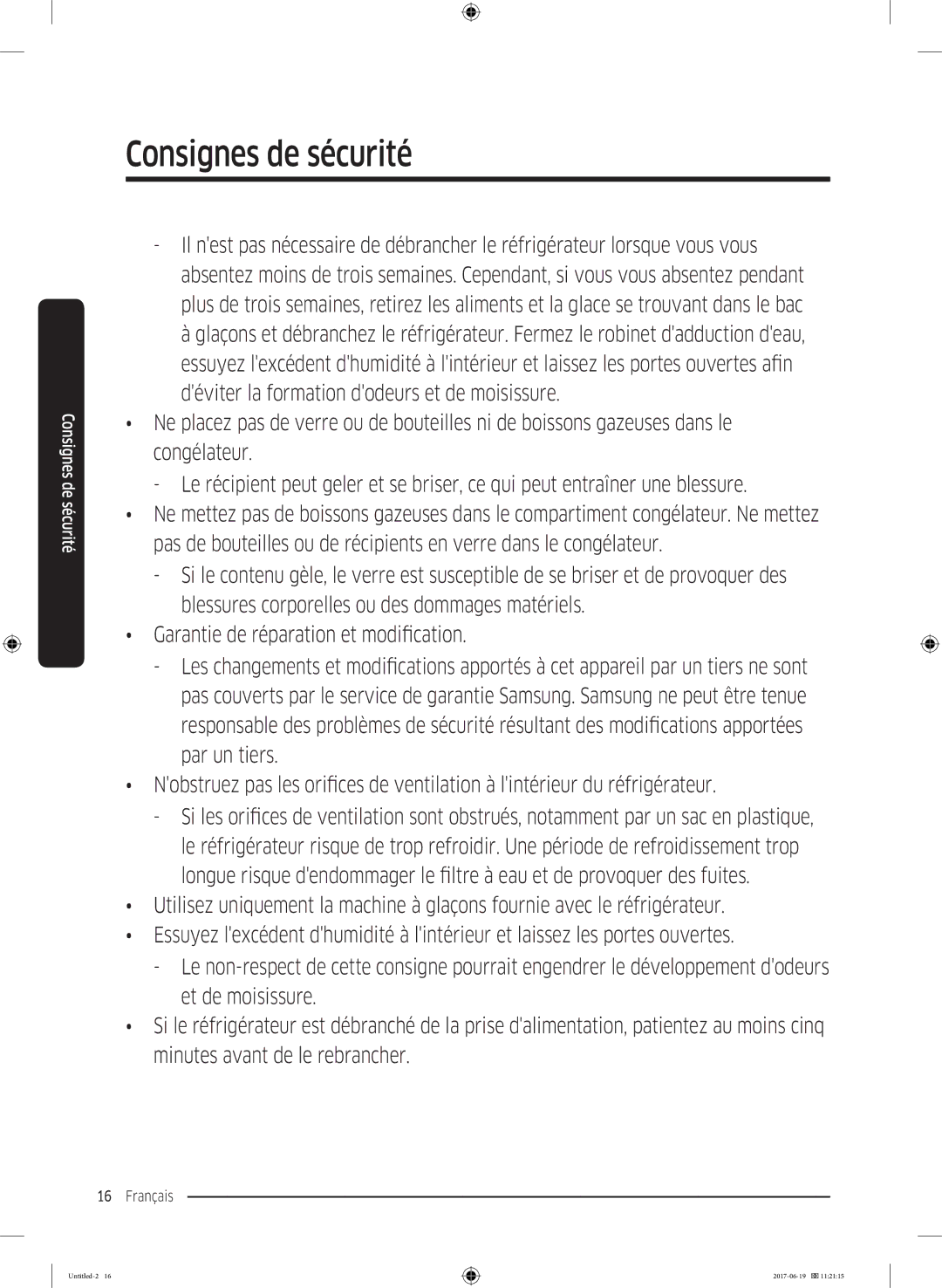 Samsung RF56M9380SG/EF manual Nobstruez pas les orifices de ventilation à lintérieur, Notamment par un sac en plastique 