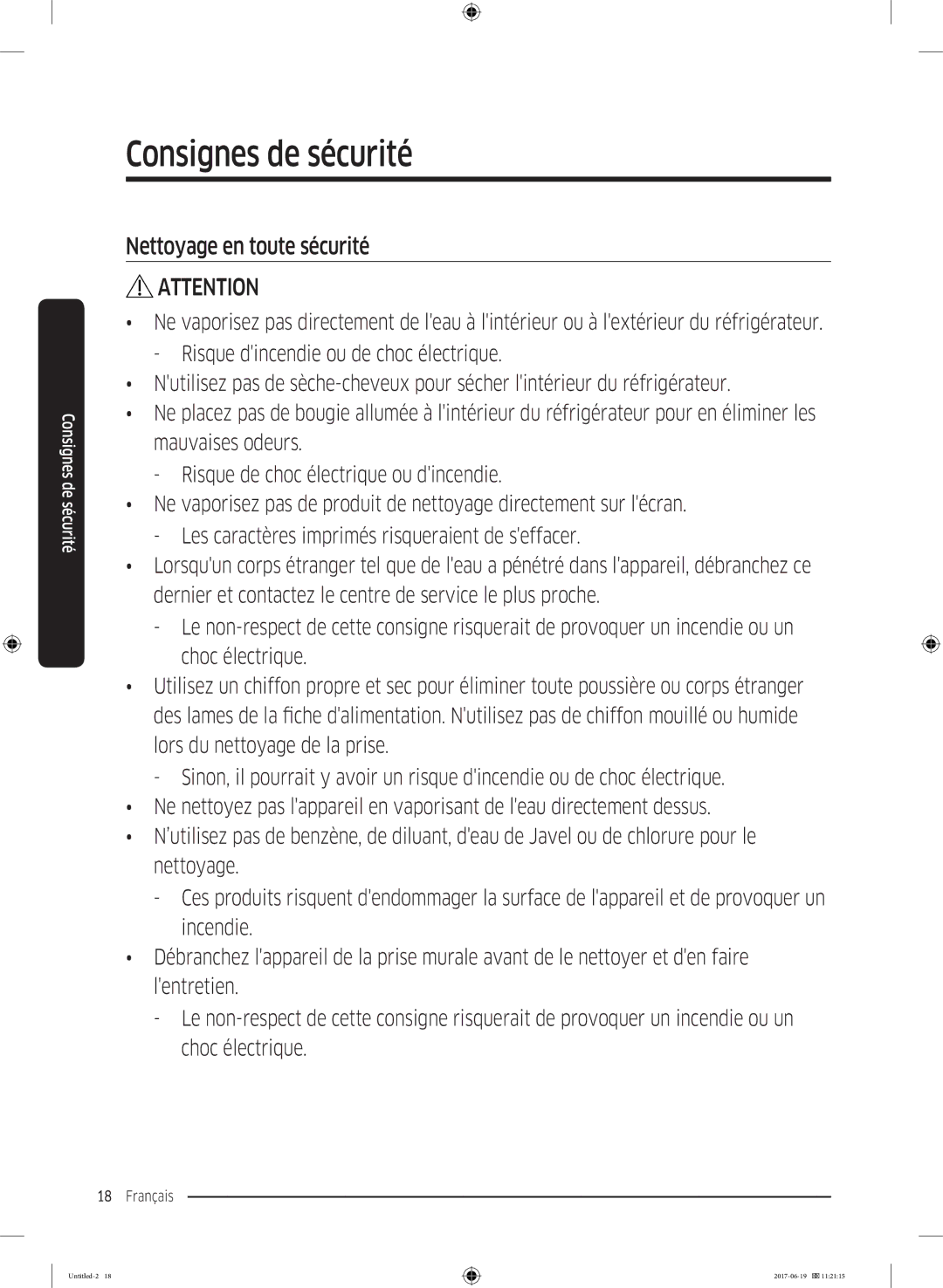 Samsung RF56M9380SG/EF manual Nettoyage en toute sécurité 