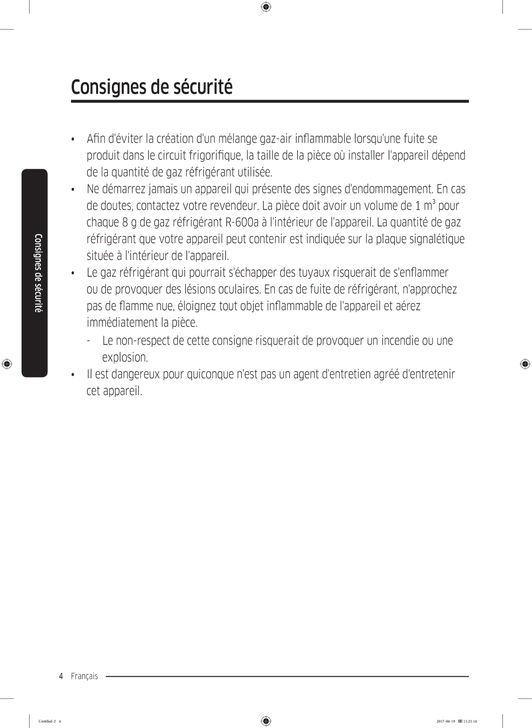 Samsung RF56M9380SG/EF manual Consignes de sécurité 