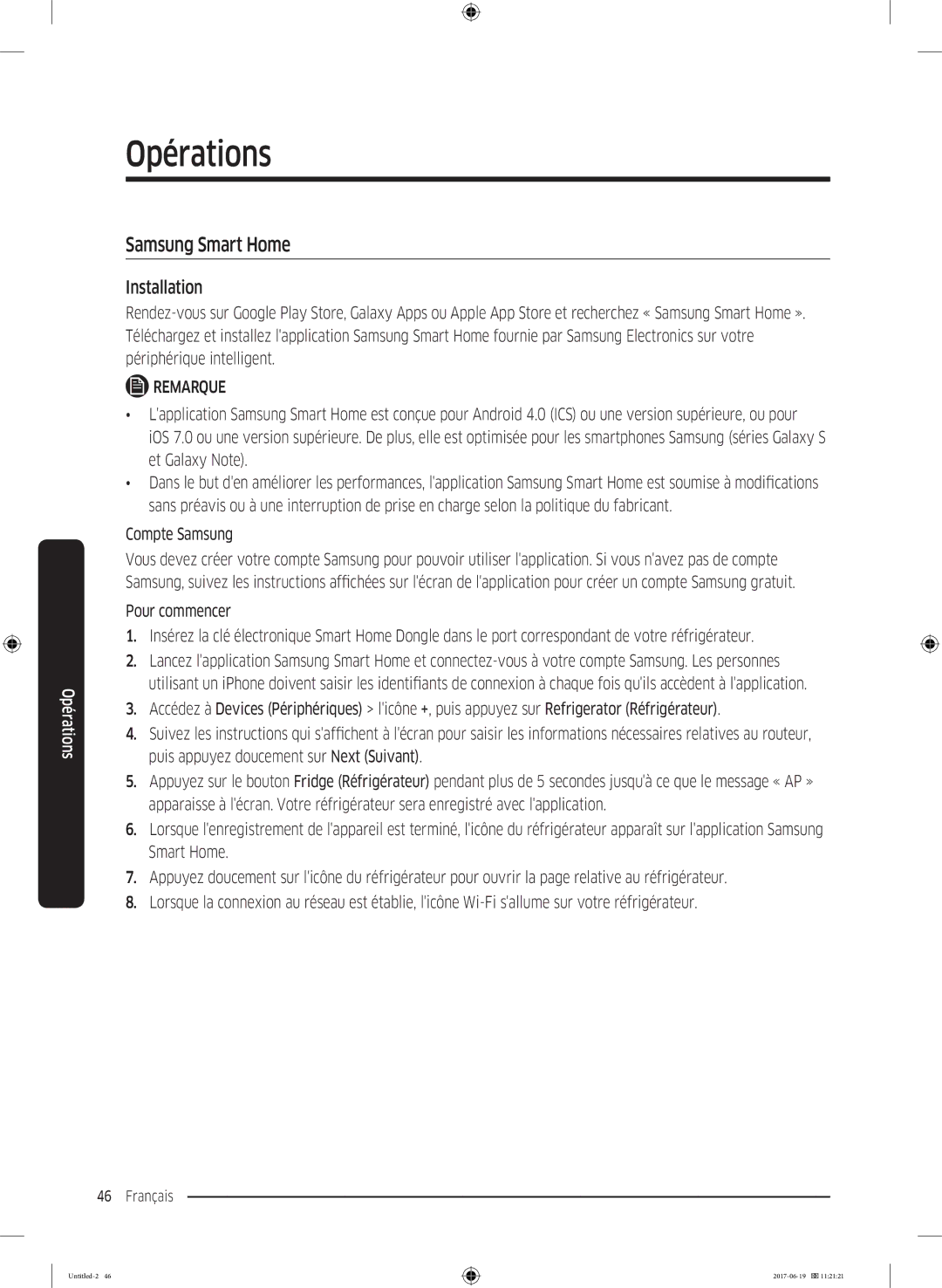 Samsung RF56M9380SG/EF manual Samsung Smart Home, Compte Samsung 