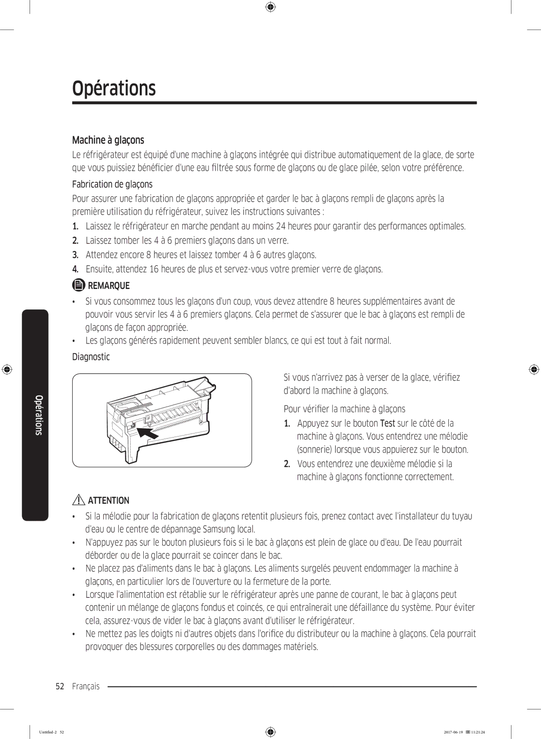 Samsung RF56M9380SG/EF manual Machine à glaçons 