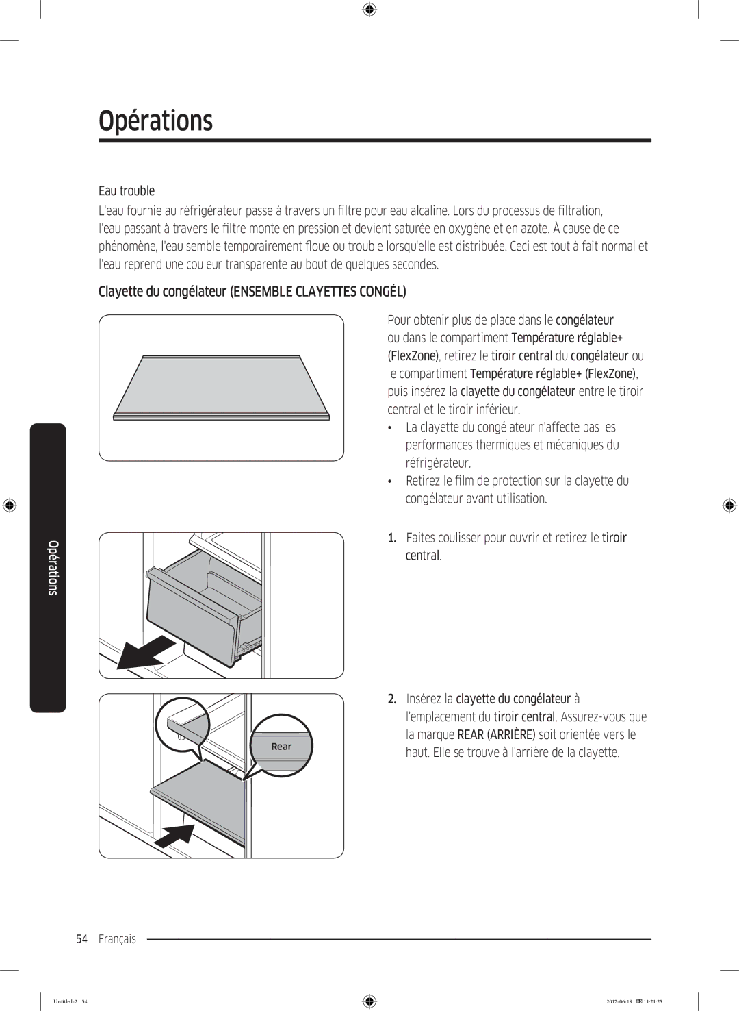 Samsung RF56M9380SG/EF manual Clayette du congélateur Ensemble Clayettes Congél, Eau trouble 