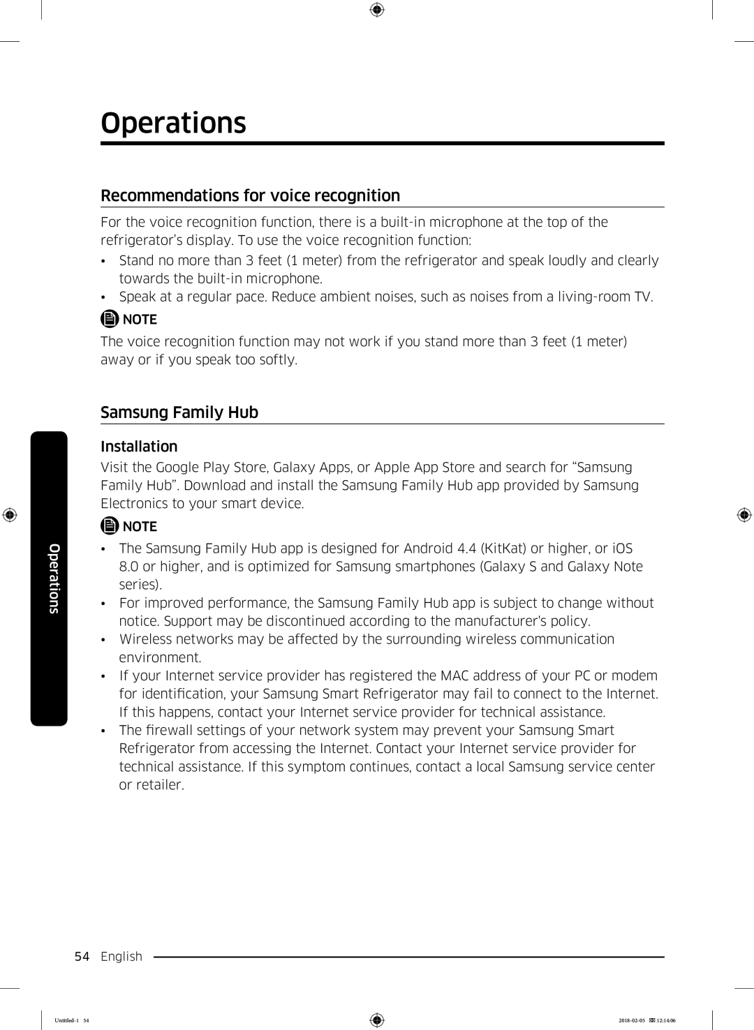 Samsung RF56N9740SR/EF manual Recommendations for voice recognition, Samsung Family Hub 