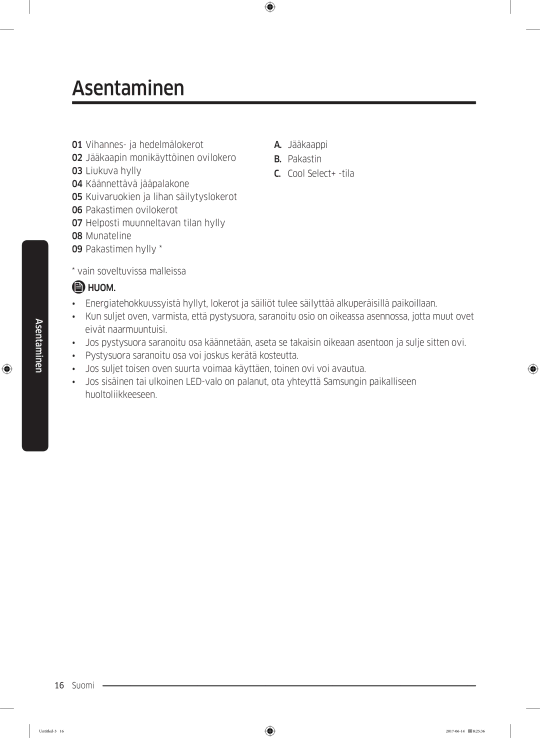 Samsung RF60J9020WZ/EE manual Cool Select+ -tila 