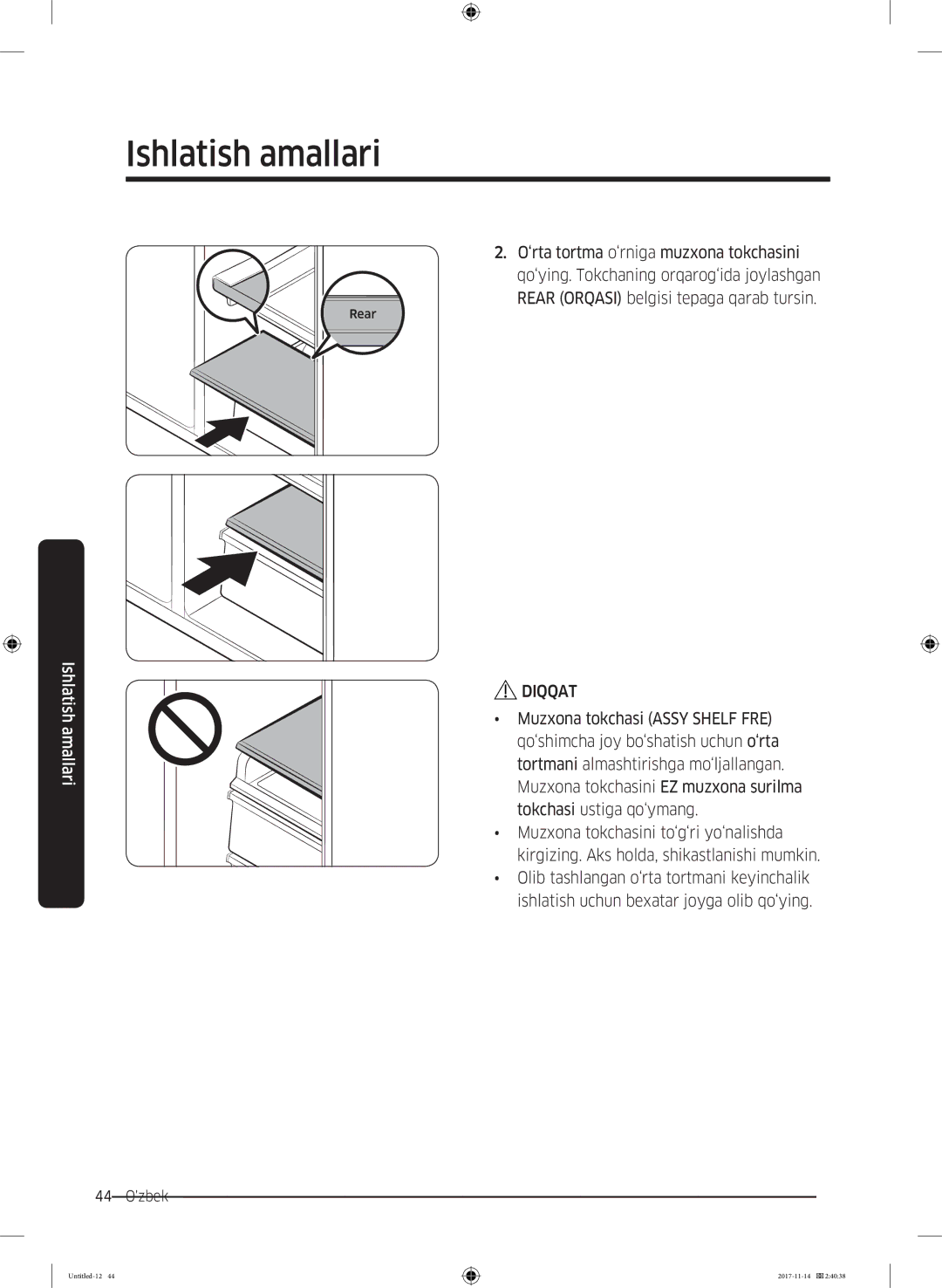 Samsung RF61K90407F/WT manual Rear 