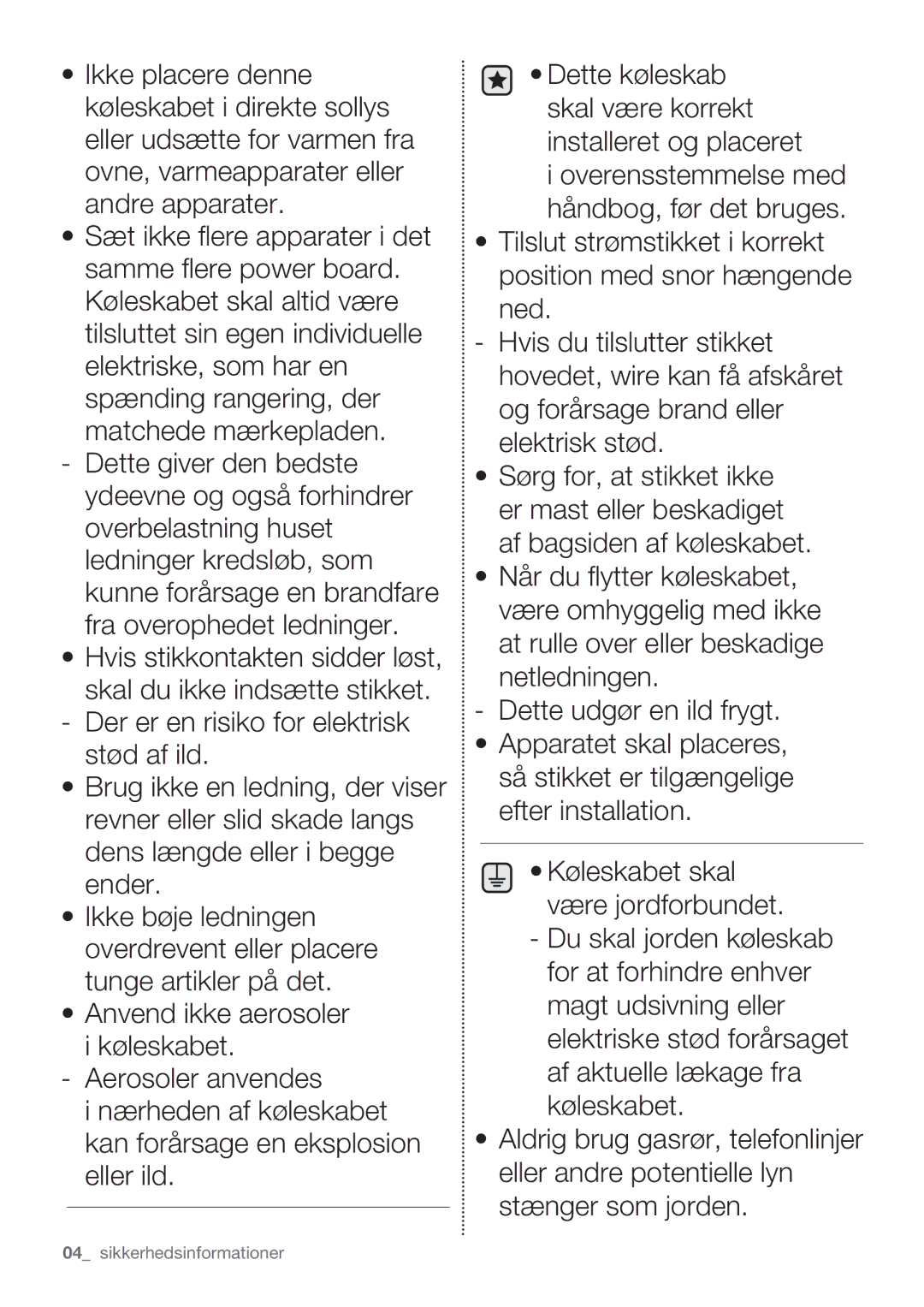 Samsung RF62HEPN1/XEE, RF62QEPN1/XEE manual Sikkerhedsinformationer 