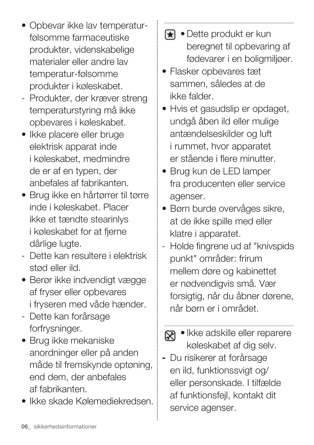 Samsung RF62HEPN1/XEE, RF62QEPN1/XEE manual Sikkerhedsinformationer 