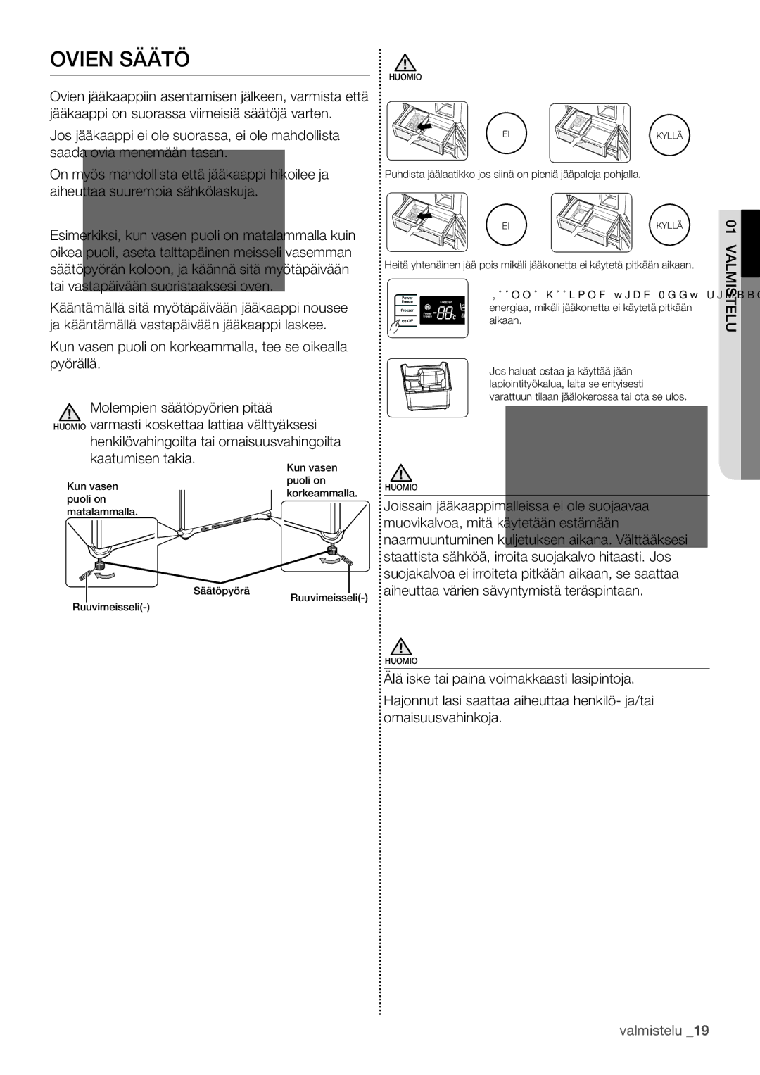 Samsung RF62QEPN1/XEE, RF62HEPN1/XEE manual Ovien Säätö 