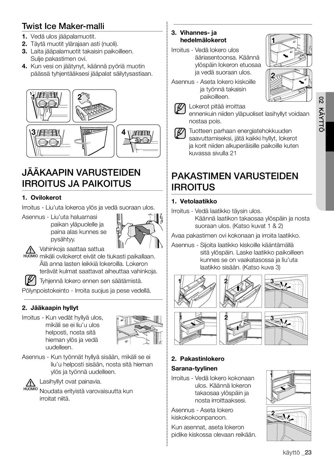 Samsung RF62QEPN1/XEE Jääkaapin Varusteiden Irroitus JA Paikoitus, Pakastimen Varusteiden Irroitus, Twist Ice Maker-malli 