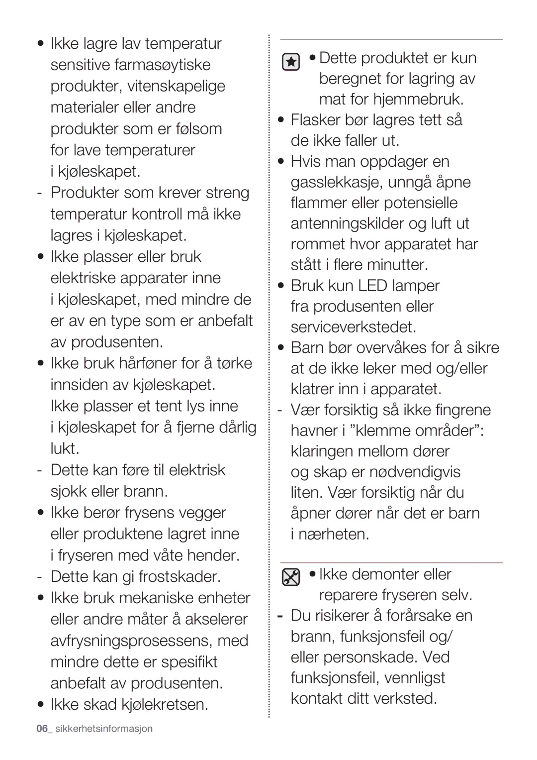 Samsung RF62HEPN1/XEE, RF62QEPN1/XEE manual Sikkerhetsinformasjon 