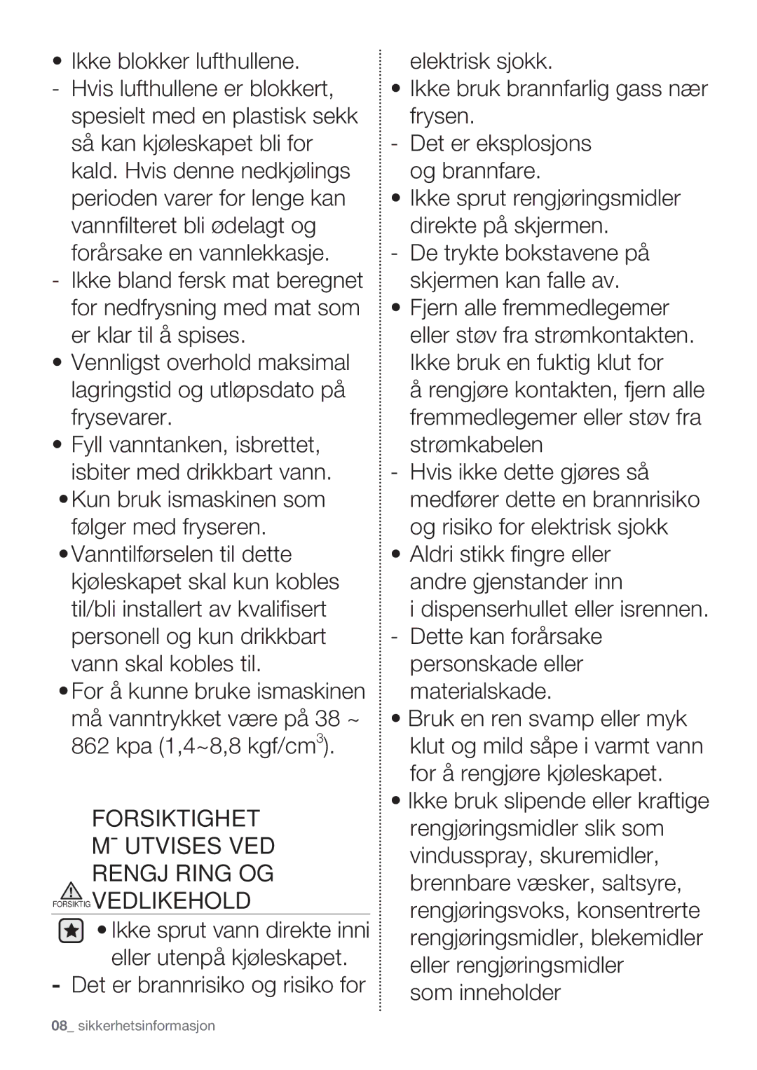 Samsung RF62HEPN1/XEE, RF62QEPN1/XEE manual Sikkerhetsinformasjon 