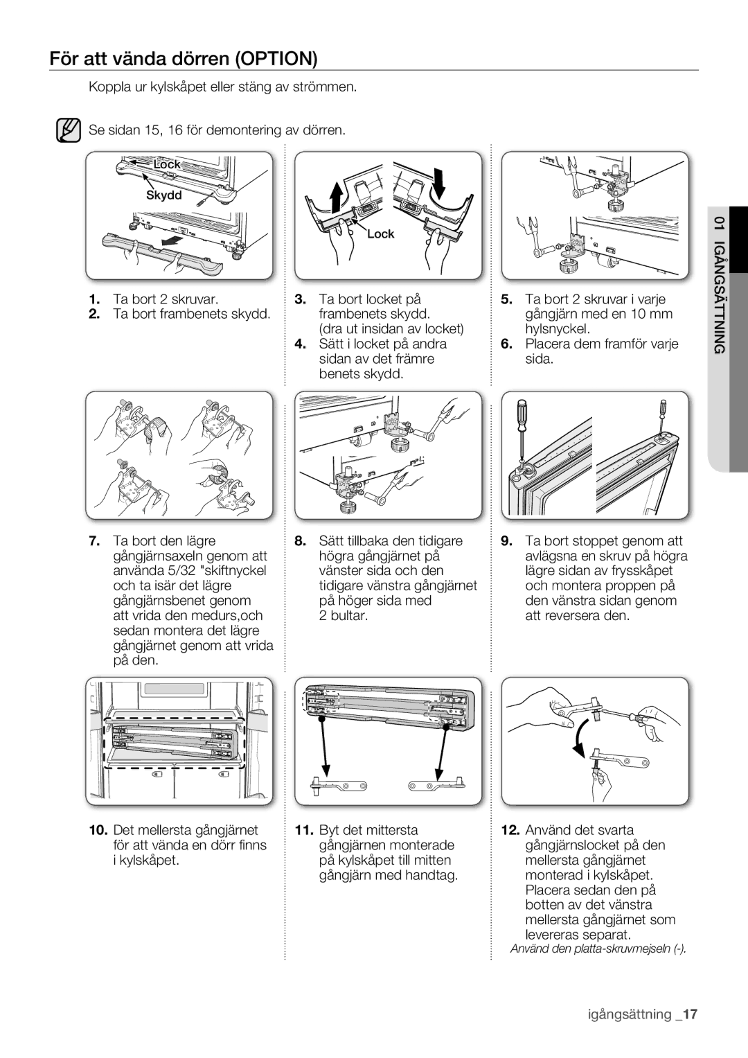 Samsung RF62QEPN1/XEE, RF62HEPN1/XEE manual För att vända dörren Option 