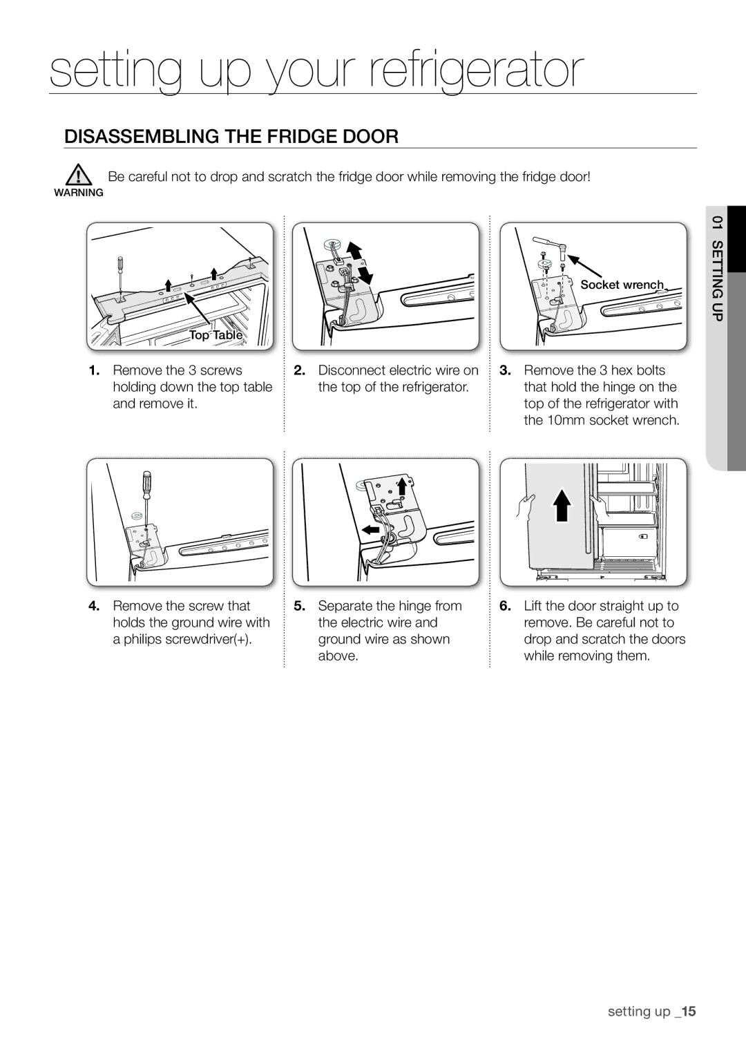 Samsung RF62HEPN1/XEF, RF67DEPN1/SML, RF67DESW1/SML manual Disassembling the Fridge Door 