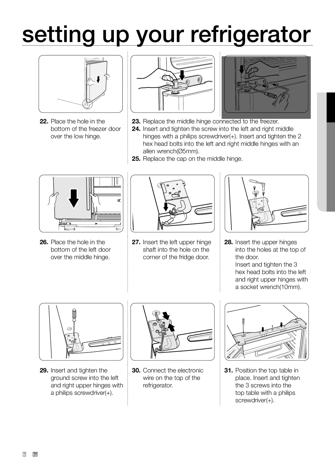 Samsung RF67DEPN1/SML, RF62HEPN1/XEF, RF67DESW1/SML manual Setting up your refrigerator 