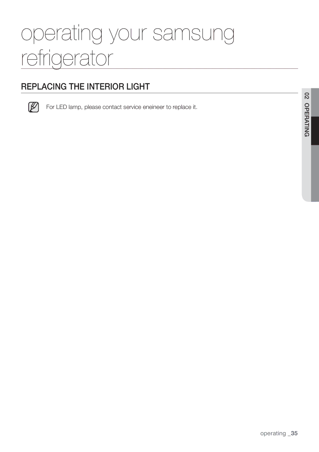 Samsung RF67DESW1/SML, RF62HEPN1/XEF, RF67DEPN1/SML manual Replacing the Interior Light 