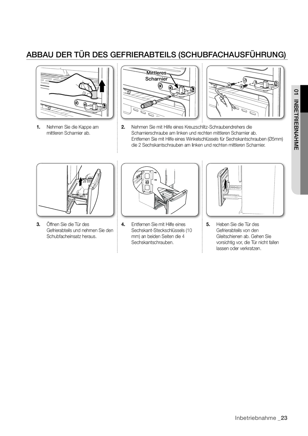 Samsung RF62HEPN1/XEF manual Abbau DER TÜR DES Gefrierabteils Schubfachausführung 