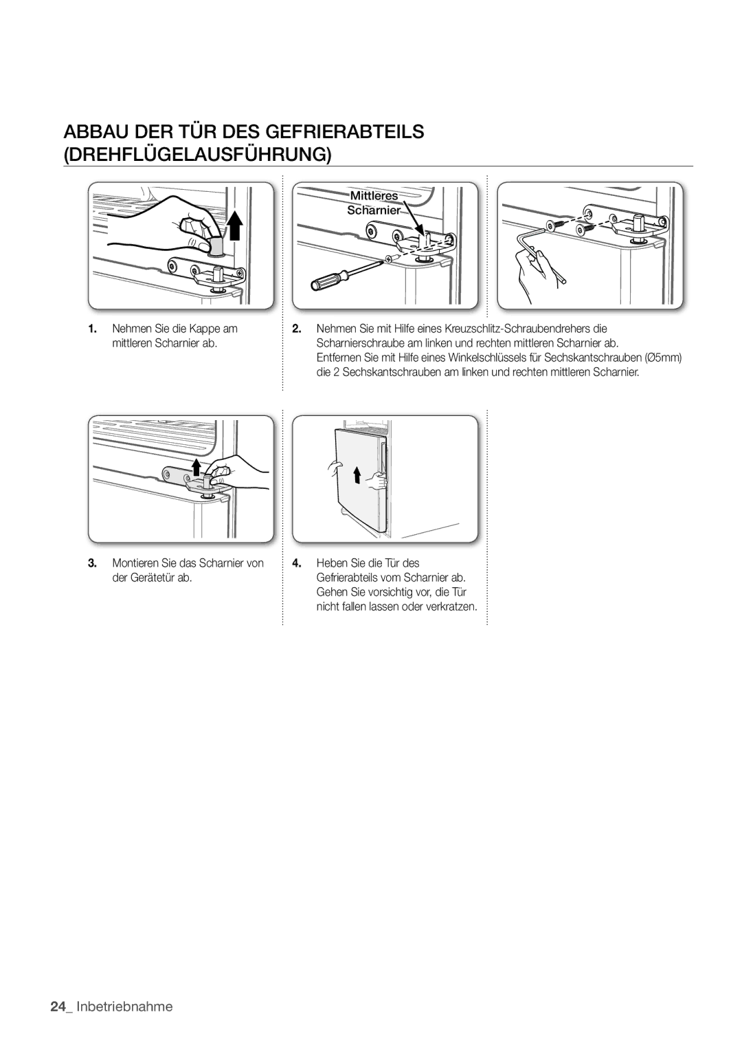 Samsung RF62HEPN1/XEF manual Abbau DER TÜR DES Gefrierabteils Drehflügelausführung 