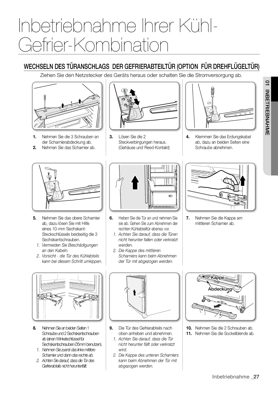 Samsung RF62HEPN1/XEF manual Die Tür des Gefrierabteils nach 