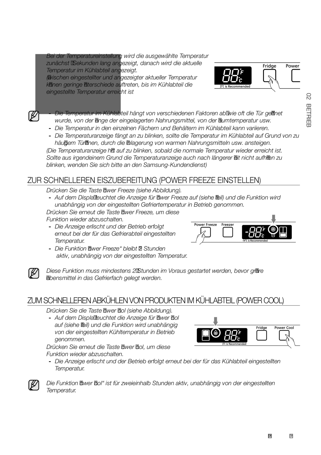 Samsung RF62HEPN1/XEF manual ZUR Schnelleren Eiszubereitung Power Freeze Einstellen 