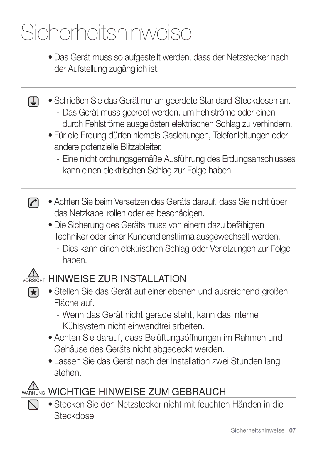 Samsung RF62HEPN1/XEF manual Warnung Wichtige Hinweise ZUM Gebrauch 