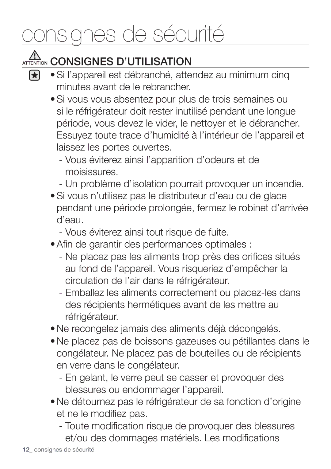 Samsung RF62QEPN1/XEF, RF62HEPN1/XEF manual Consignes de sécurité 