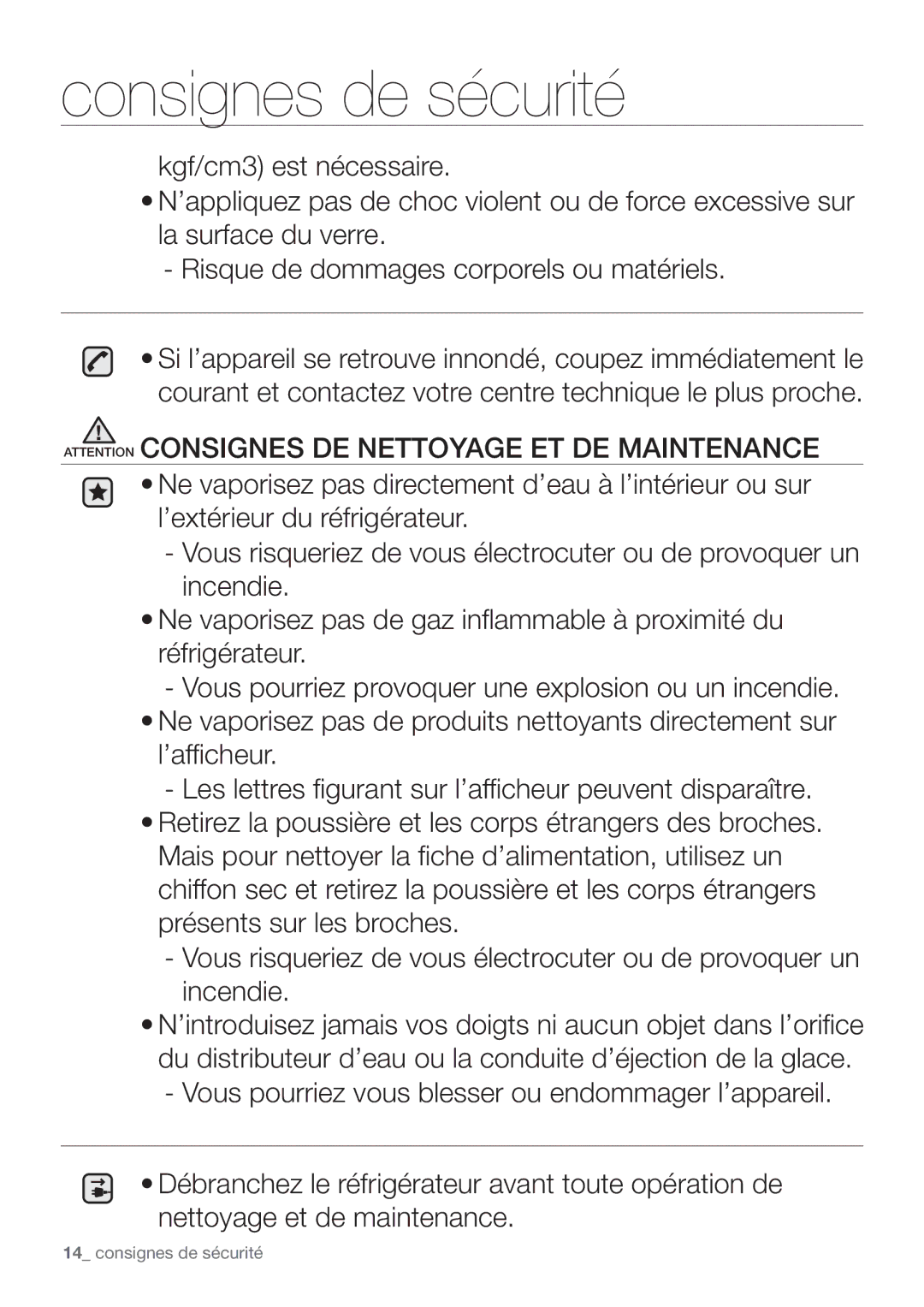 Samsung RF62QEPN1/XEF, RF62HEPN1/XEF manual Consignes de sécurité 