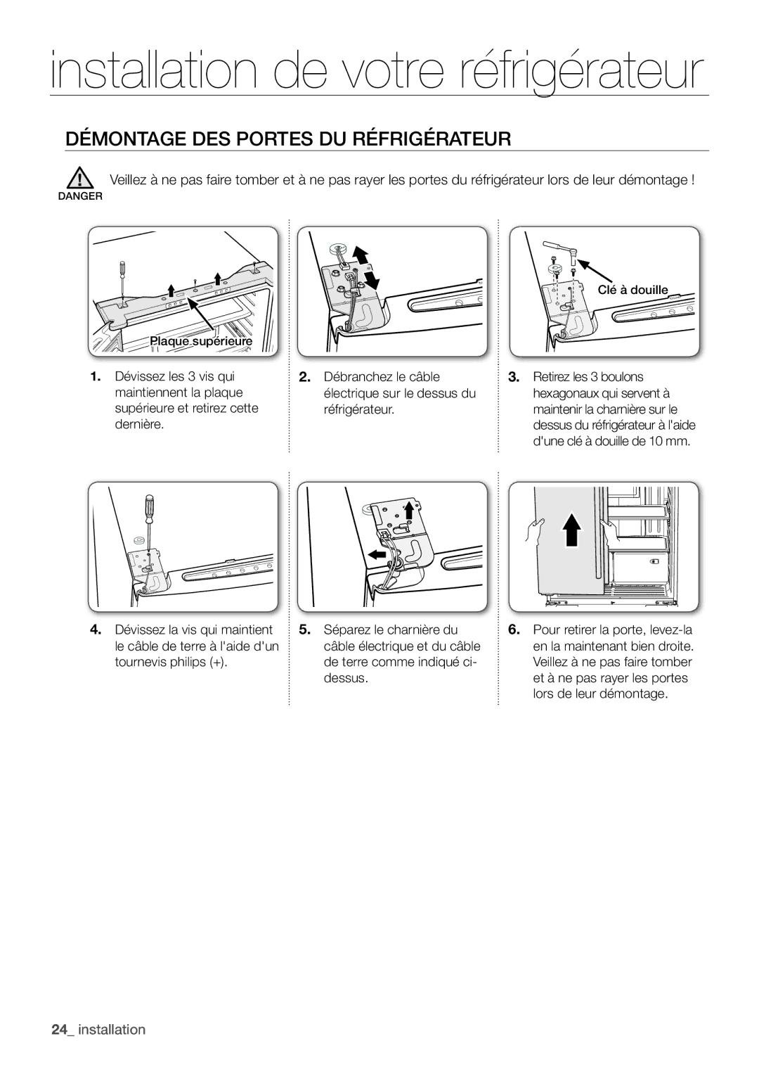 Samsung RF62QEPN1/XEF, RF62HEPN1/XEF manual Démontage DES Portes DU Réfrigérateur 