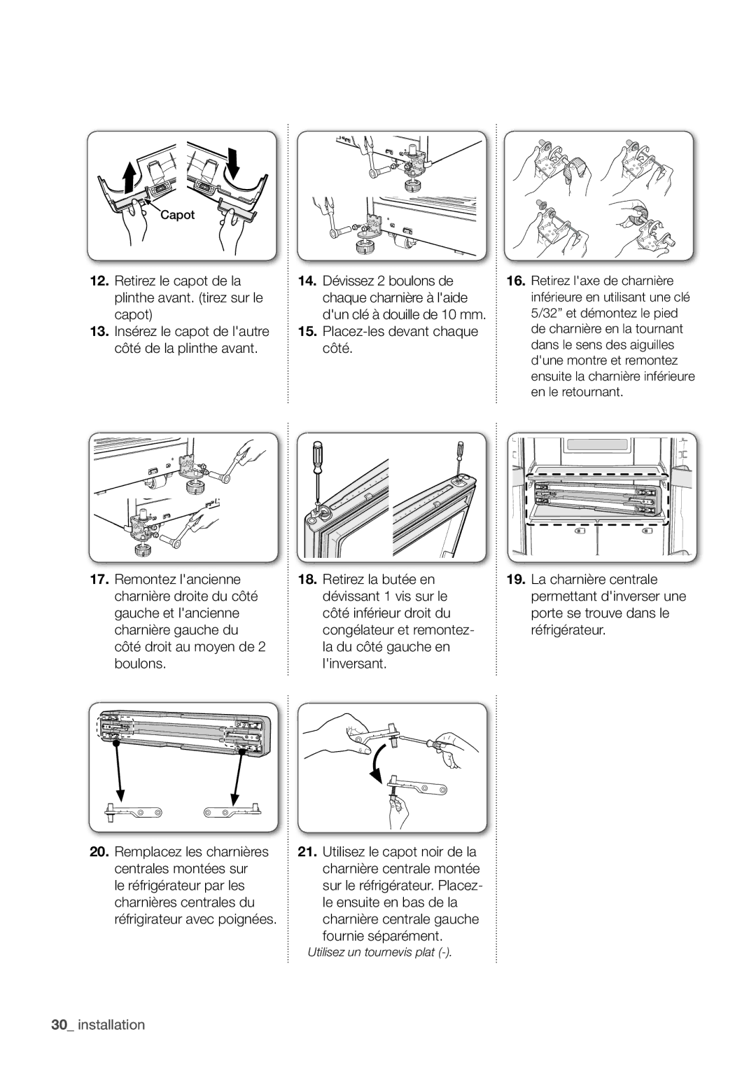 Samsung RF62QEPN1/XEF, RF62HEPN1/XEF manual Retirez le capot de la plinthe avant. tirez sur le capot 