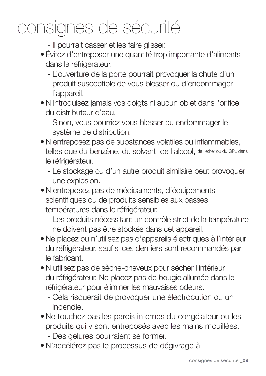 Samsung RF62HEPN1/XEF, RF62QEPN1/XEF manual Consignes de sécurité 