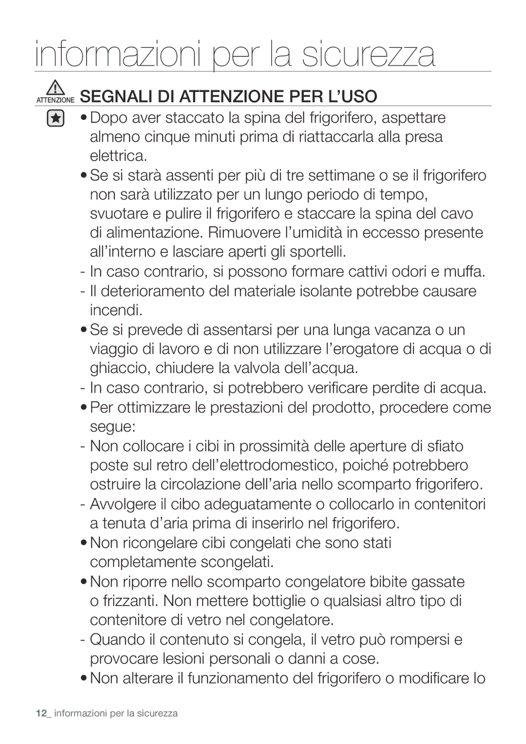 Samsung RF67VBPN1/XES, RF62UBRS1/XES, RF62UBPN1/XES manual Attenzione Segnali DI Attenzione PER L’USO 