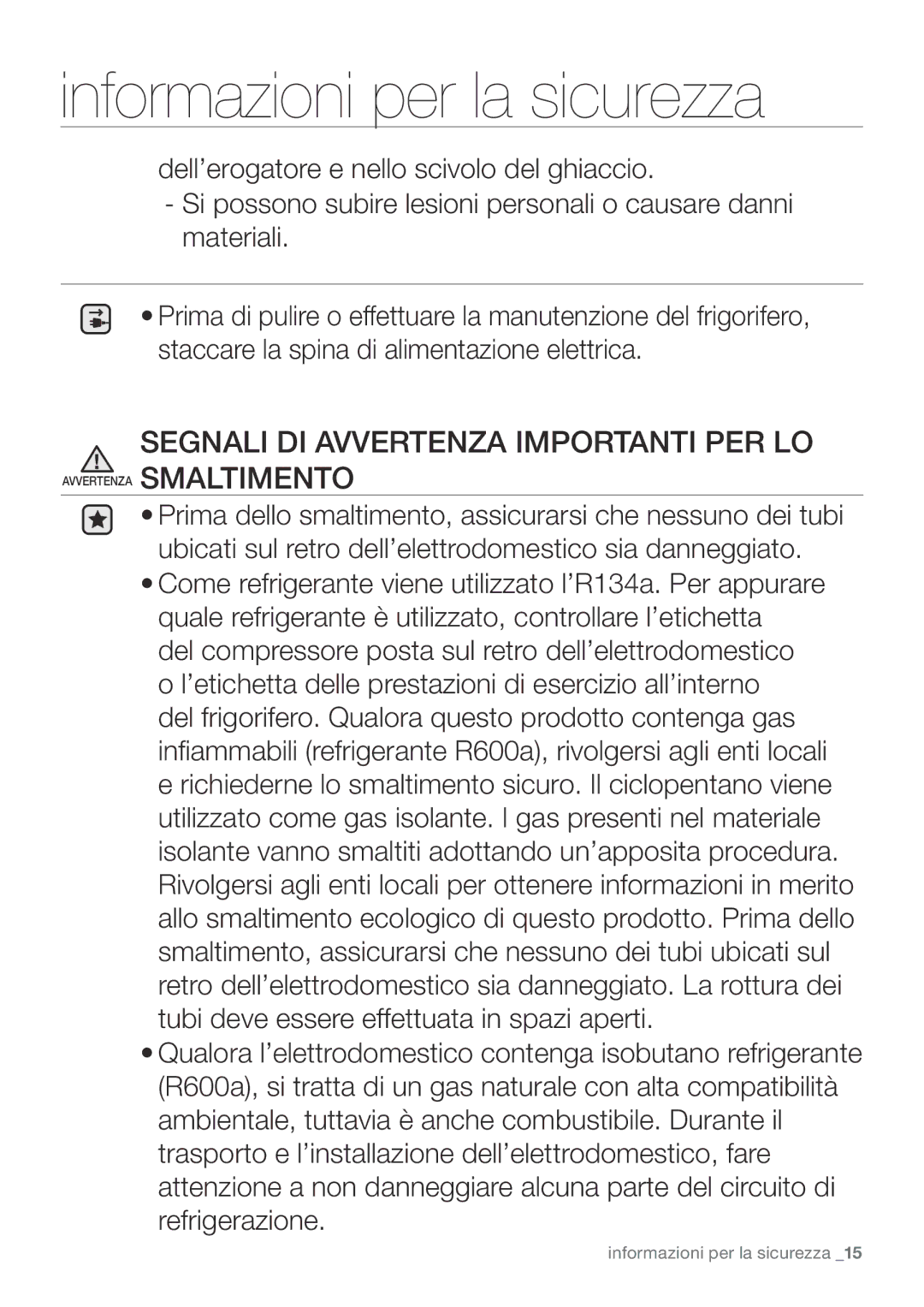 Samsung RF67VBPN1/XES, RF62UBRS1/XES, RF62UBPN1/XES manual Informazioni per la sicurezza 