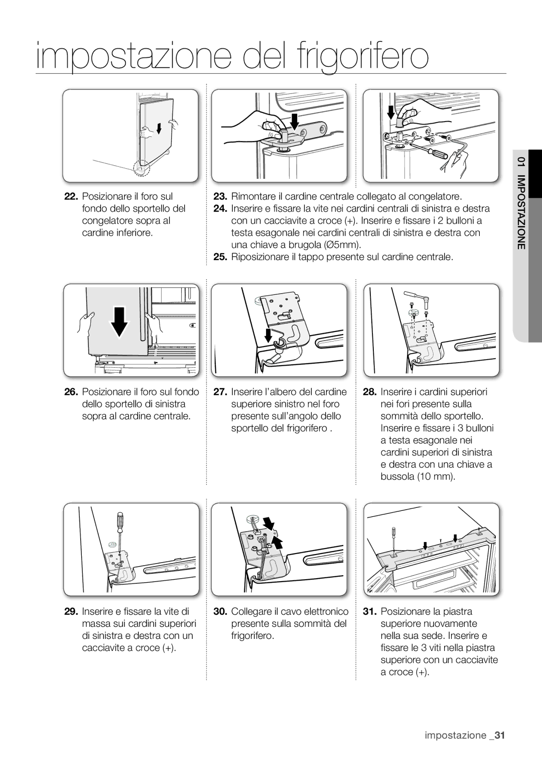 Samsung RF62UBRS1/XES, RF67VBPN1/XES, RF62UBPN1/XES manual 01impostazione 