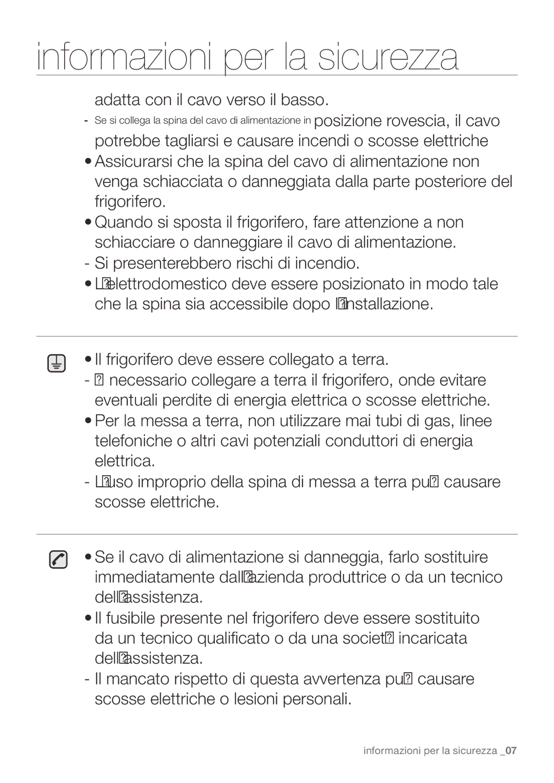 Samsung RF62UBRS1/XES, RF67VBPN1/XES, RF62UBPN1/XES manual Adatta con il cavo verso il basso 