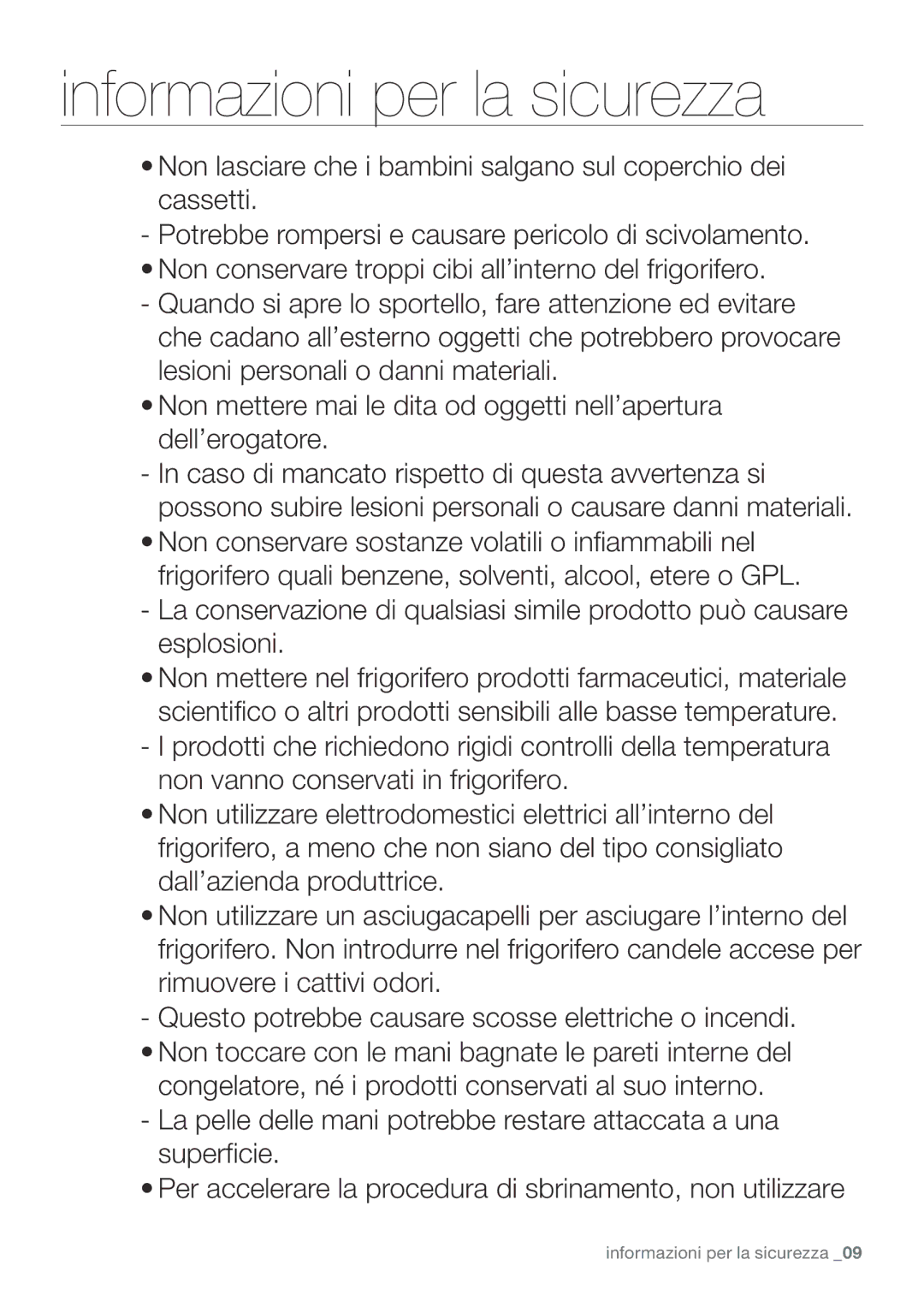 Samsung RF67VBPN1/XES, RF62UBRS1/XES, RF62UBPN1/XES manual Informazioni per la sicurezza 