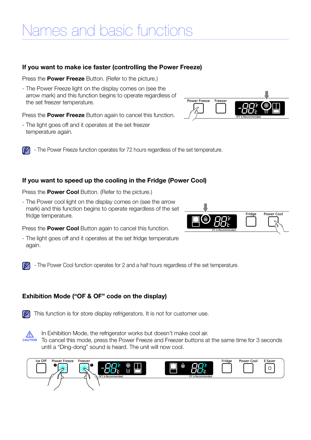 Samsung RF62HEPN1/XEF, RF67VBPN1/XES, RF67VBPN1/XTR manual If you want to make ice faster controlling the Power Freeze 