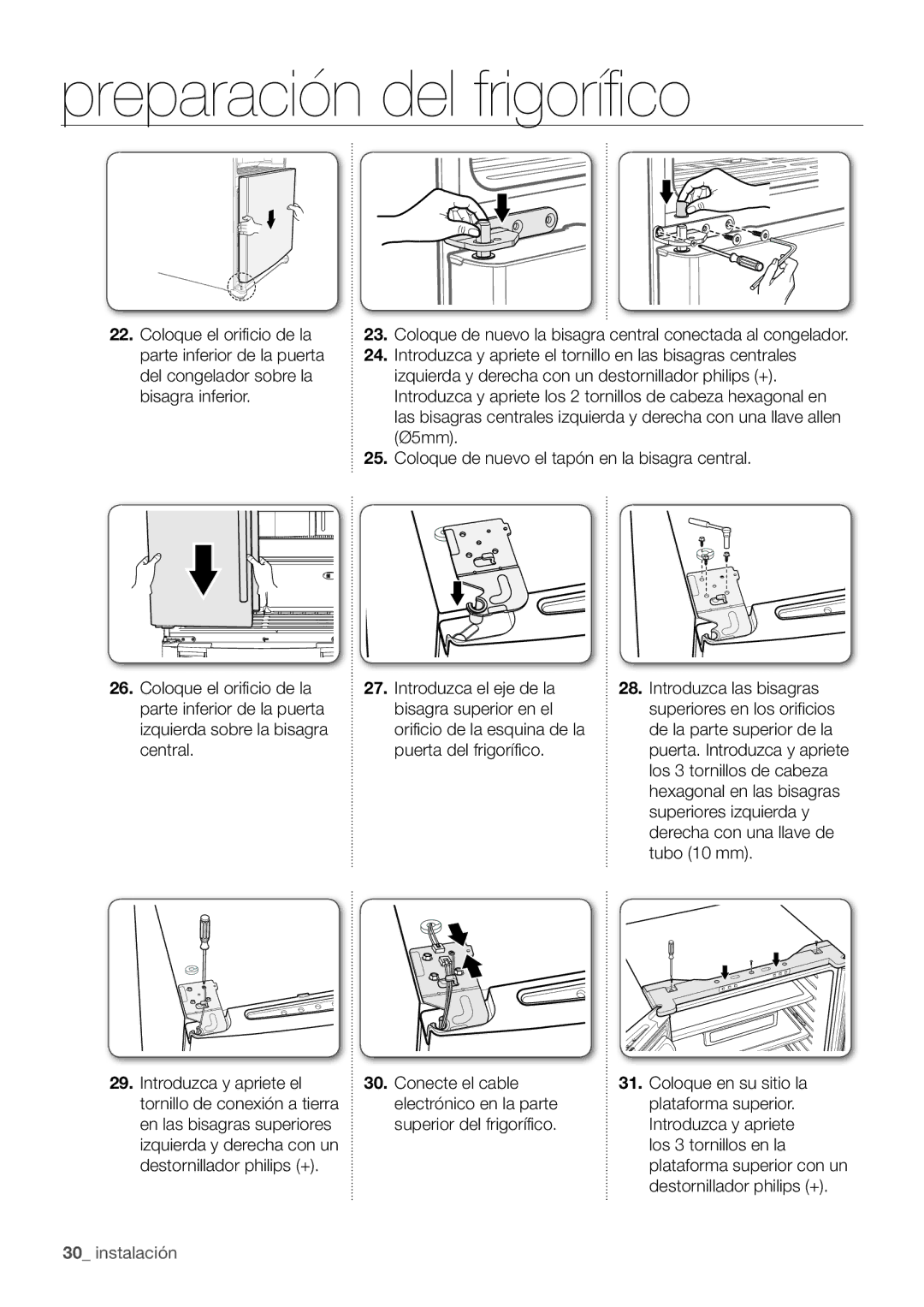 Samsung RF67VBPN1/XES manual Preparación del frigorífico 