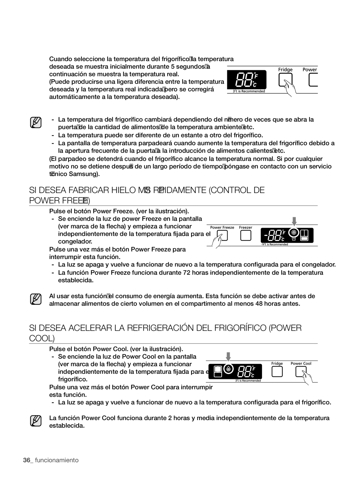 Samsung RF67VBPN1/XES manual Funcionamiento 