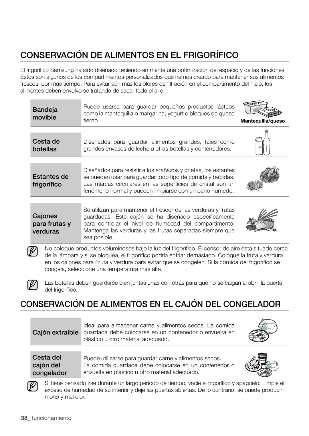 Samsung RF67VBPN1/XES Conservación DE Alimentos EN EL Frigorífico, Conservación DE Alimentos EN EL Cajón DEL Congelador 