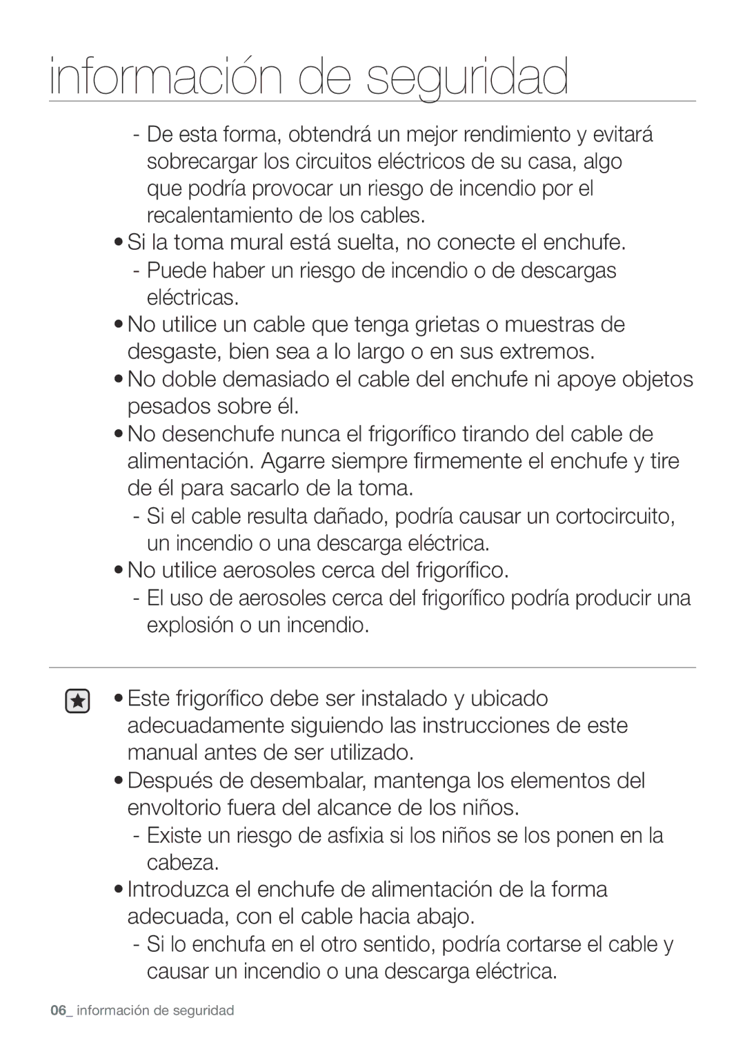 Samsung RF67VBPN1/XES manual Información de seguridad 