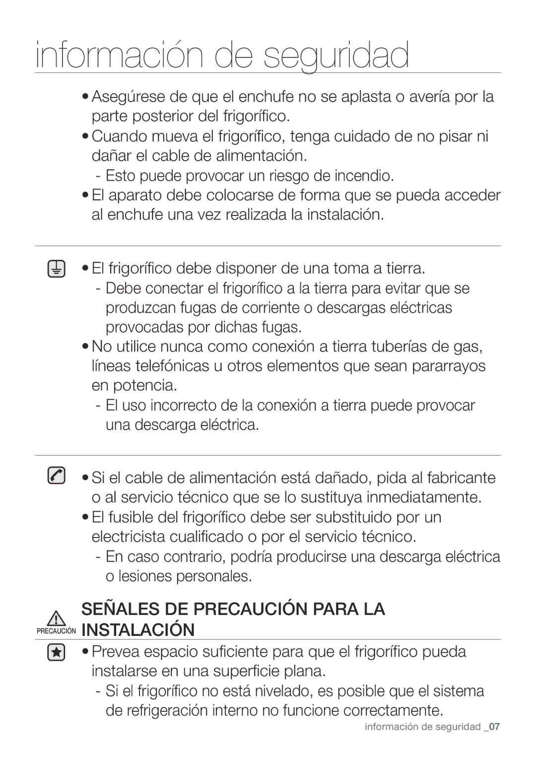 Samsung RF67VBPN1/XES manual Señales DE Precaución Para LA 