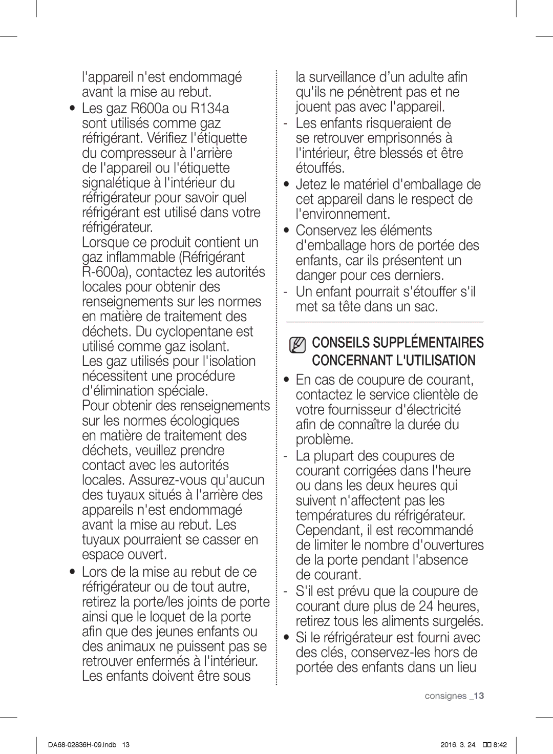 Samsung RF858VALASL/EF manual Lappareil nest endommagé avant la mise au rebut 