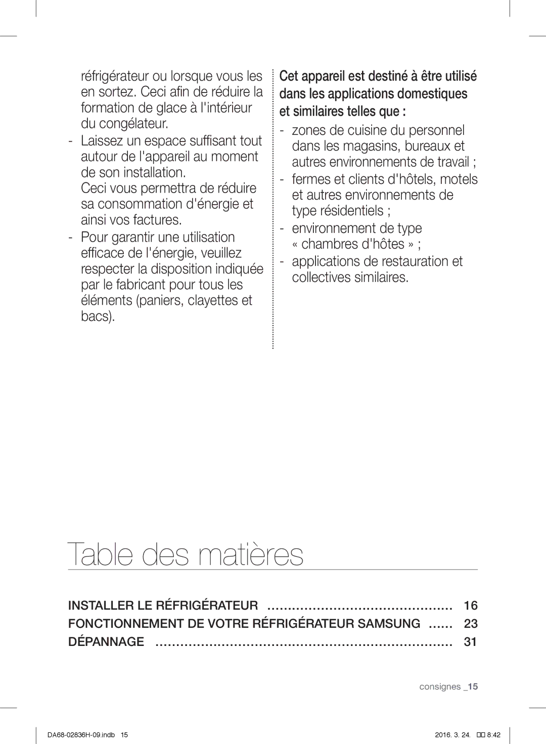 Samsung RF858VALASL/EF manual Table des matières, Applications de restauration et collectives similaires 