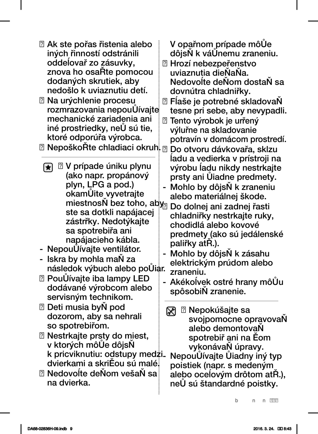 Samsung RF858VALASL/EF manual Bezpečnostné 