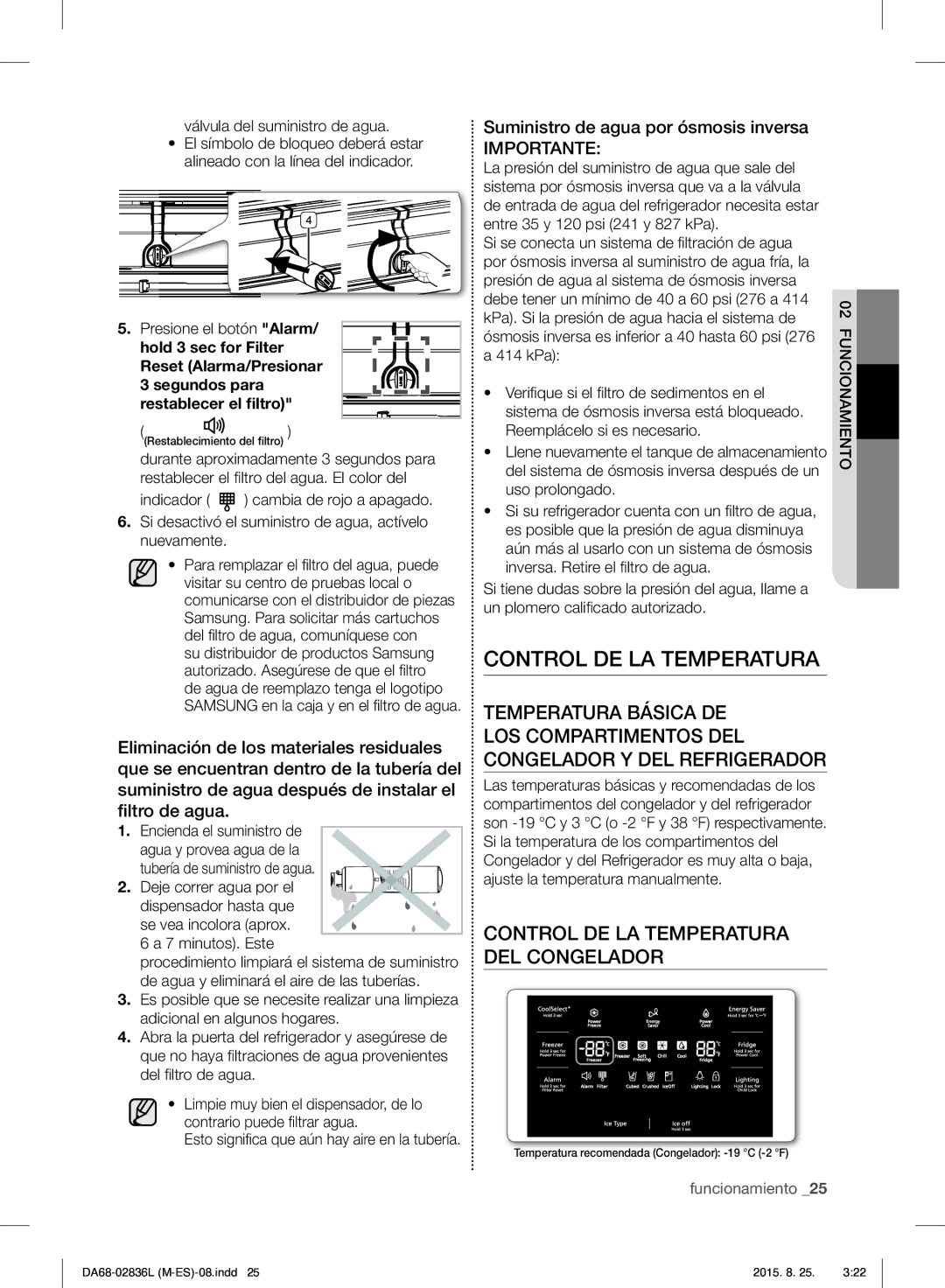 Samsung RF858VALASL/EU manual Temperatura Básica DE, Control DE LA Temperatura DEL Congelador 