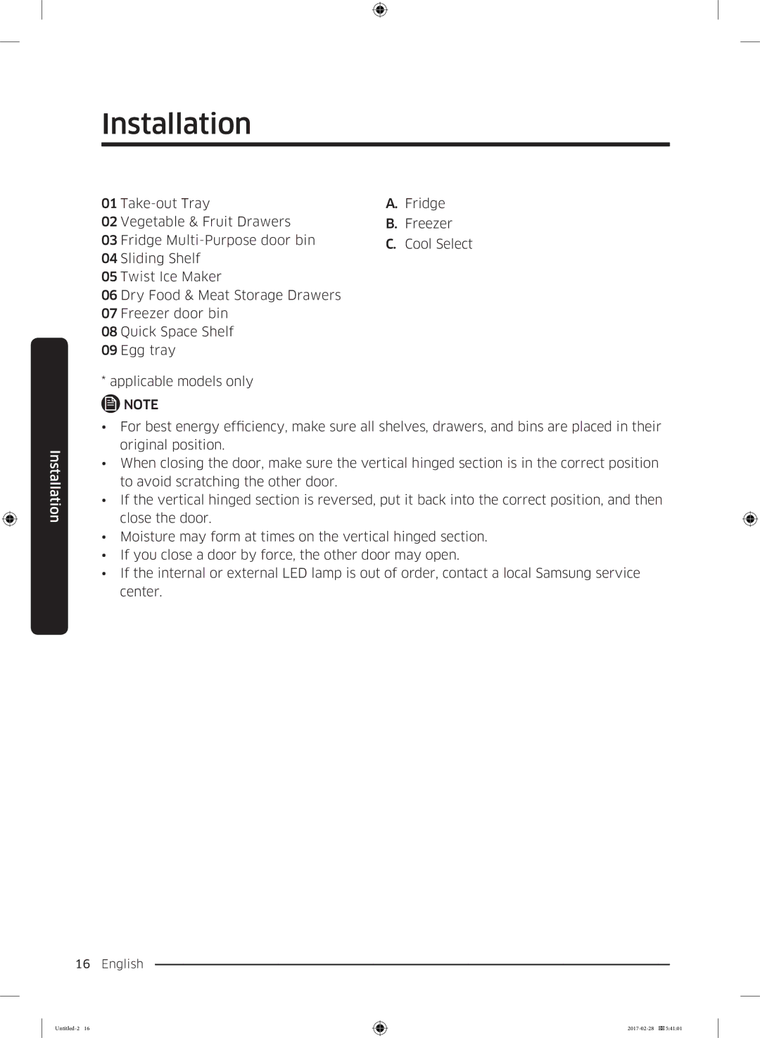 Samsung RF85K9002SR/ML manual Installation 