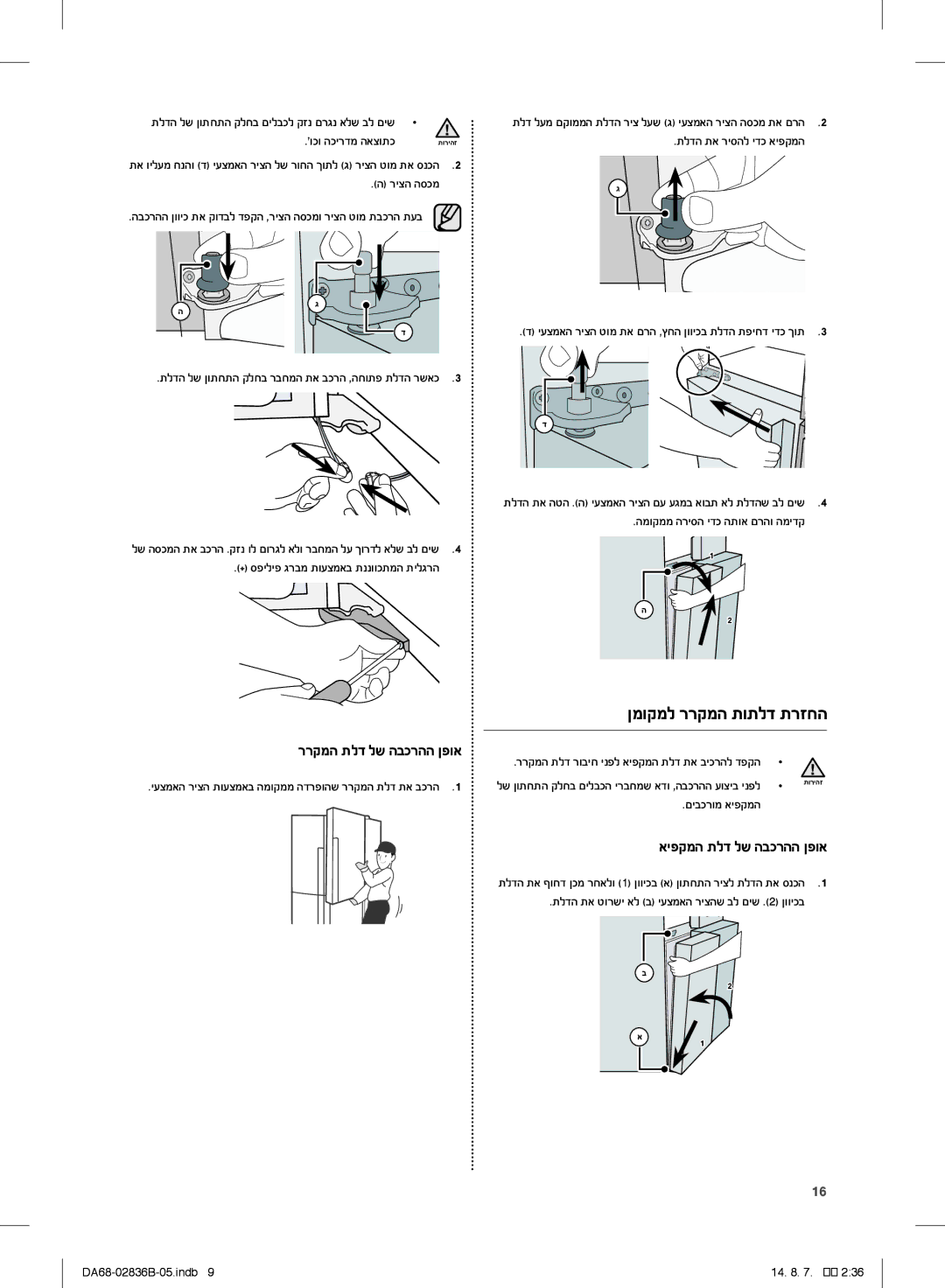 Samsung RF905QBLASP/ML manual ןמוקמל ררקמה תותלד תרזחה, וכו הכירדמ האצותכ, ריצה הסכמ, המוקממ הריסה ידכ התוא םרהו המידק 