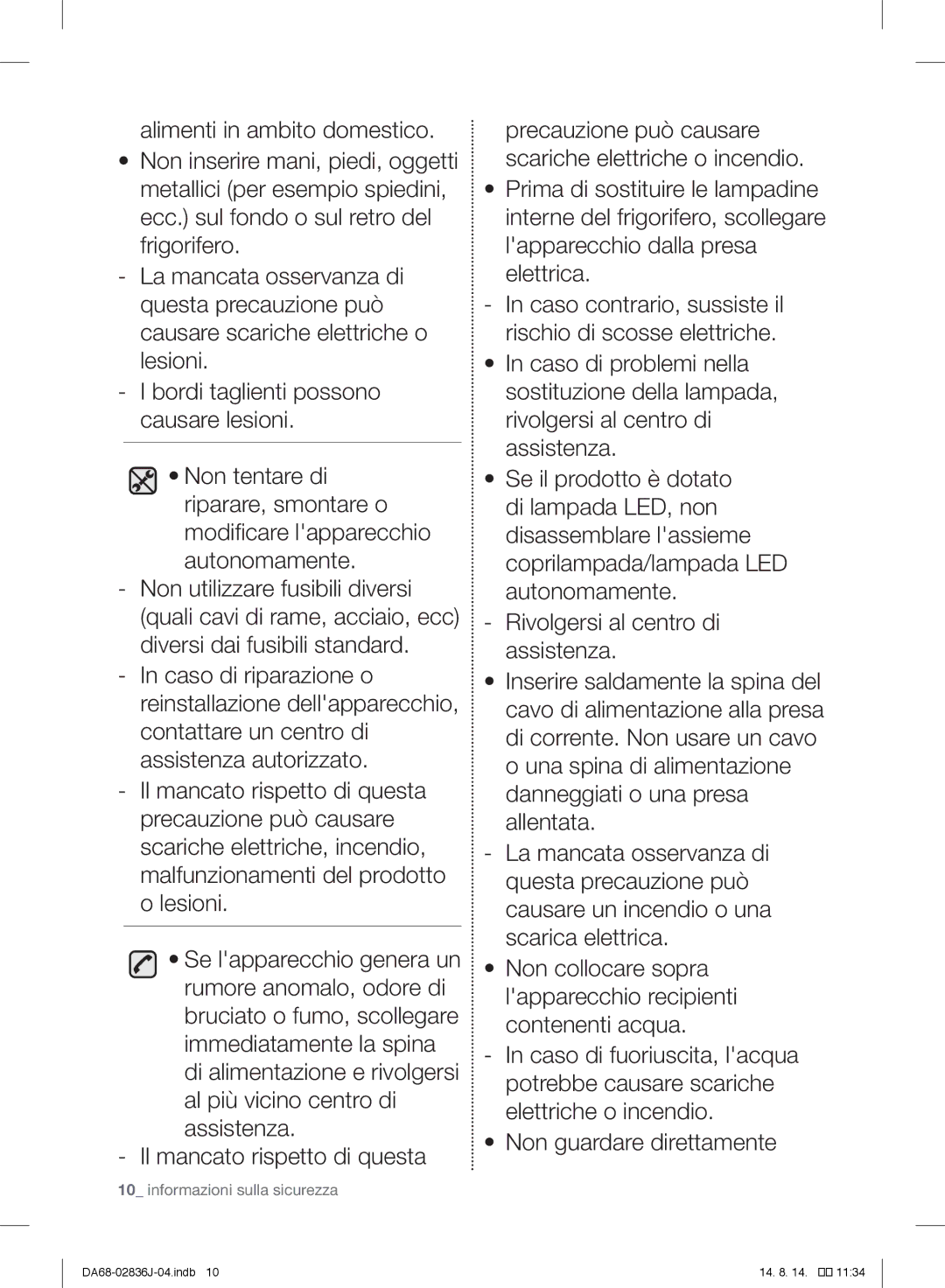 Samsung RF905VCLASL/ES manual Informazioni sulla sicurezza 