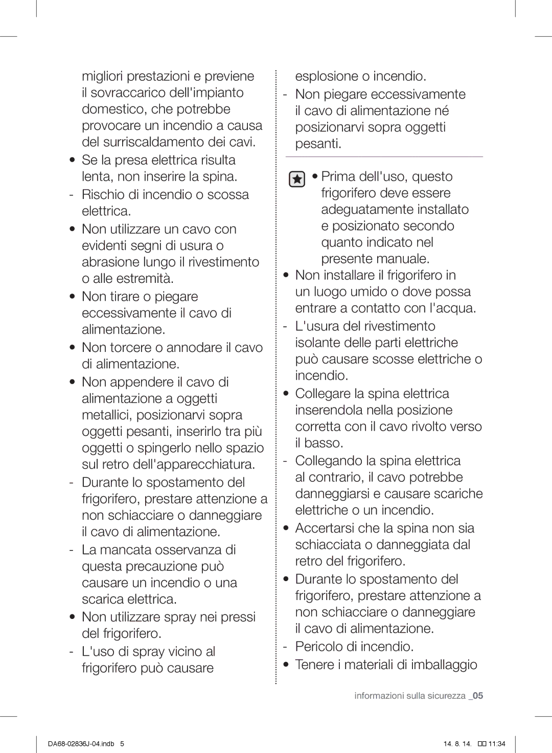 Samsung RF905VCLASL/ES manual Informazioni sulla sicurezza 