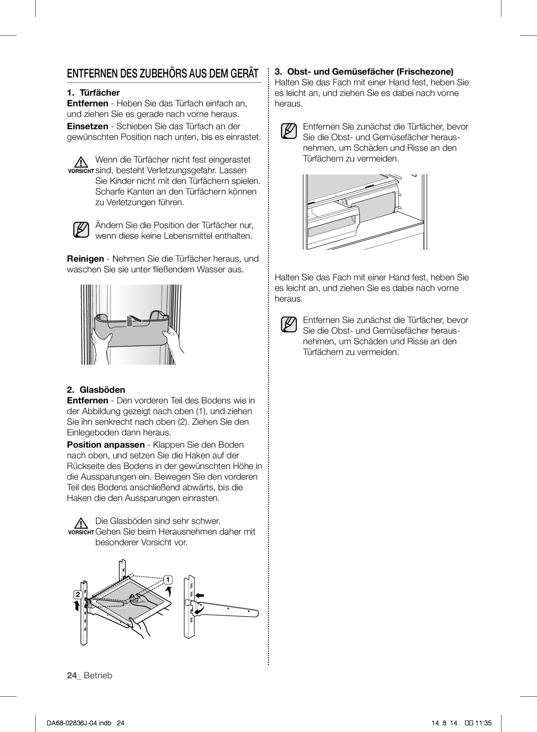 Samsung RF905VCLASL/ES manual Türfächer 