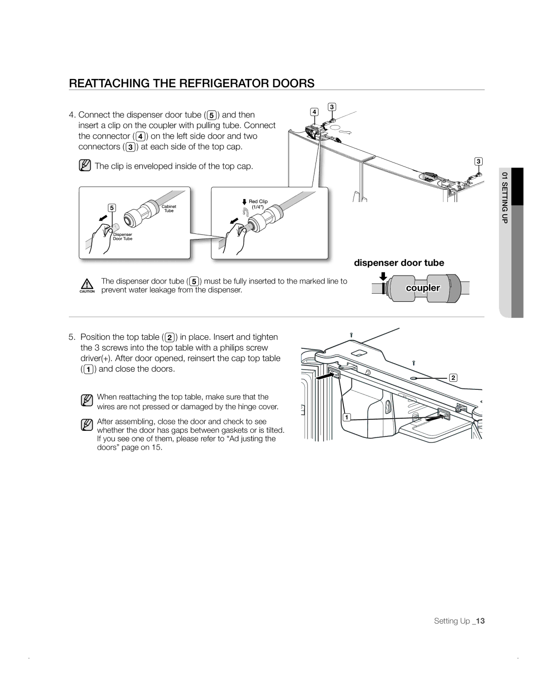 Samsung RFG238AA, RFG237AA user manual Dispenser door tube 